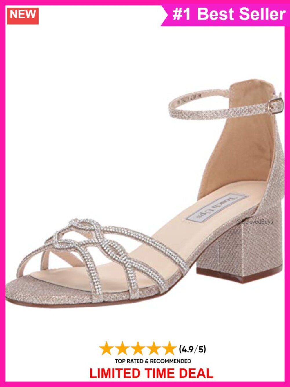 Touch Ups Zoey Jeweled Faux Leather Block Heel Ankle Strap Platform Pump